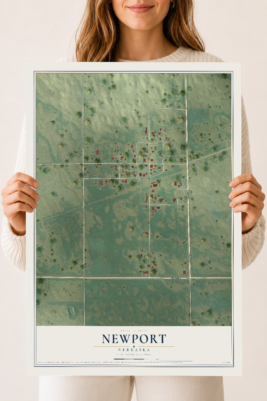 Map of Newport, Nebraska, 18 x 24 inch unframed archival matte print
