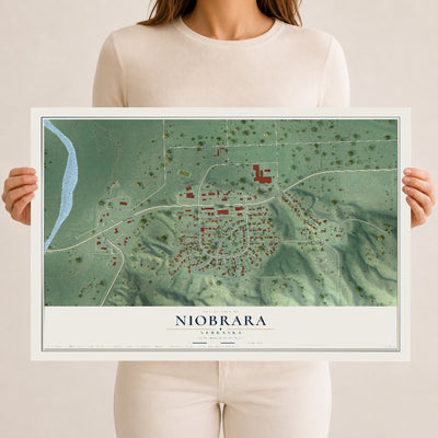 Map of Niobrara, Nebraska, 12 x 18 inch unframed archival matte print