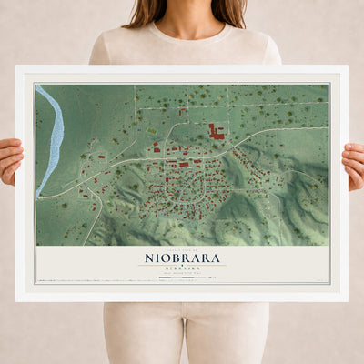 Map of Niobrara, Nebraska, 18 x 24 inch print in a white wood frame
