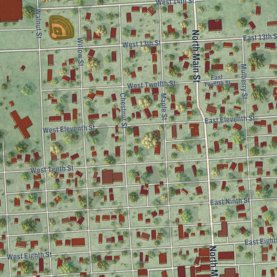 Close-up of the map of North Bend, Nebraska print showing street and building detail