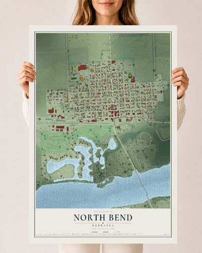 Map of North Bend, Nebraska, 24 x 36 inch unframed archival matte print
