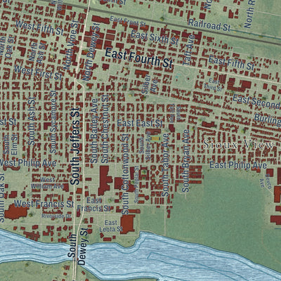 Second close-up of the map of North Platte, Nebraska print showing more streets and buildings