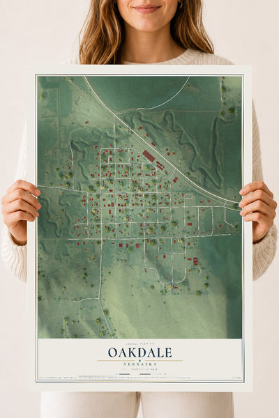 Map of Oakdale, Nebraska, 18 x 24 inch unframed archival matte print