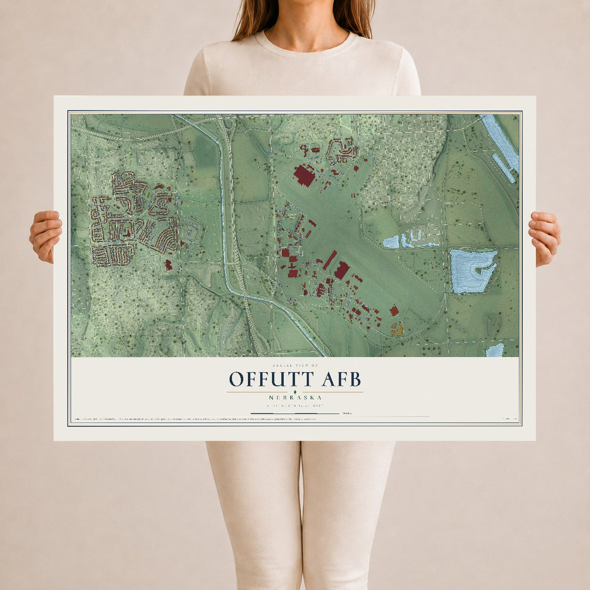 Map of Offutt AFB, Nebraska, 24 x 36 inch unframed archival matte print