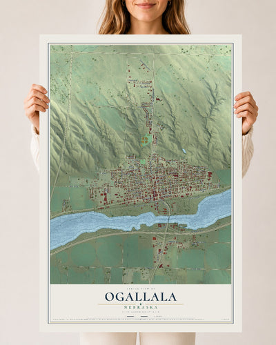 Map of Ogallala, Nebraska, 24 x 36 inch unframed archival matte print
