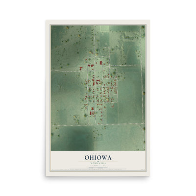 Map of Ohiowa, Nebraska, 12 x 18 inch unframed archival matte print