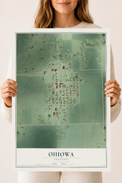 Map of Ohiowa, Nebraska, 18 x 24 inch unframed archival matte print