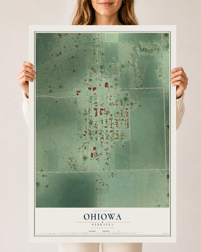 Map of Ohiowa, Nebraska, 24 x 36 inch unframed archival matte print
