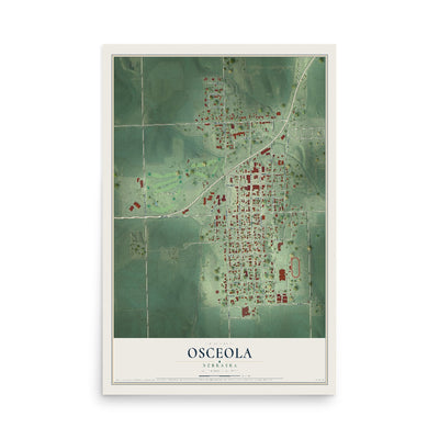 Map of Osceola, Nebraska, 12 x 18 inch unframed archival matte print