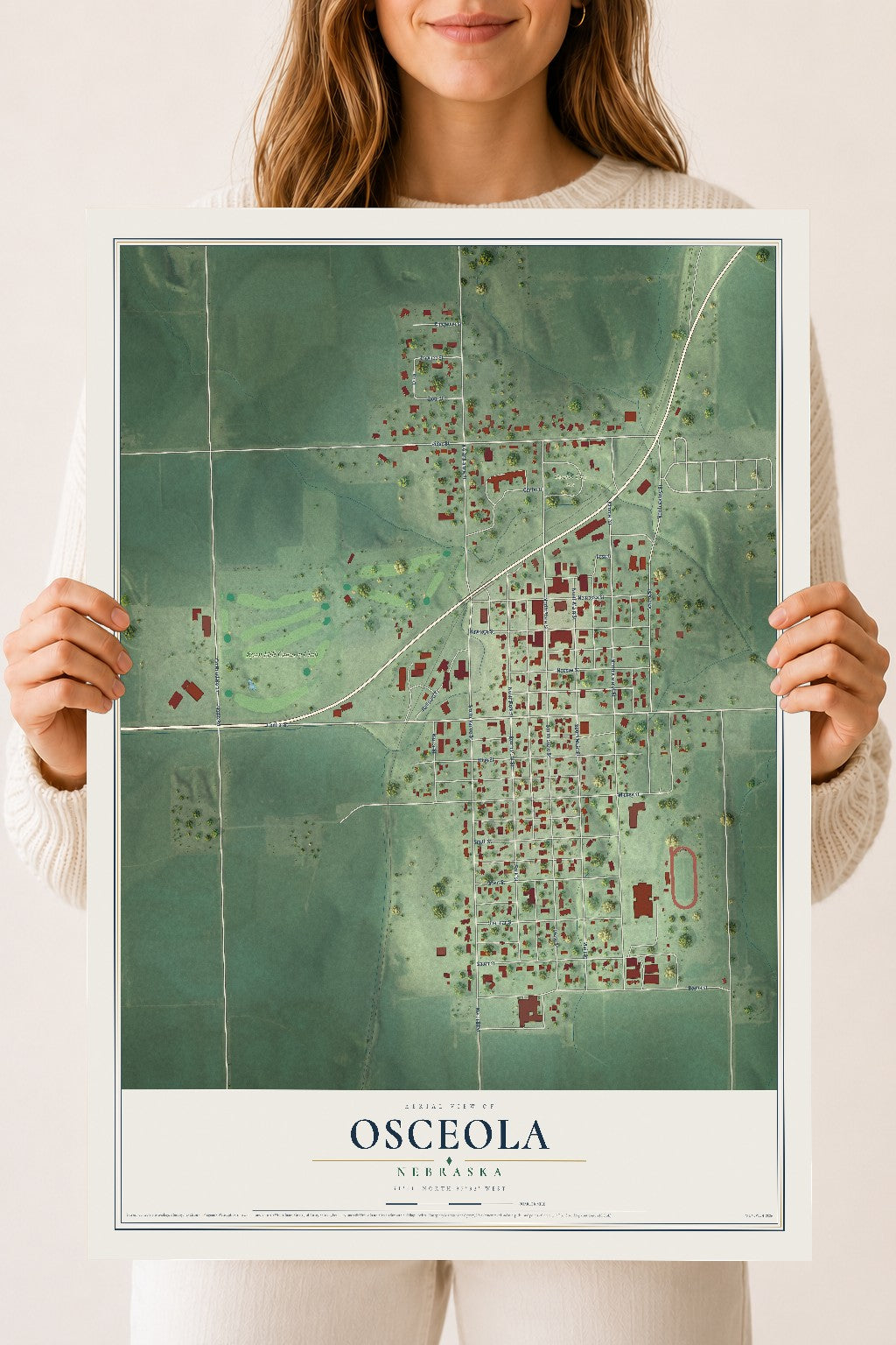 Map of Osceola, Nebraska, 18 x 24 inch unframed archival matte print