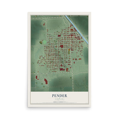 Map of Pender, Nebraska, 12 x 18 inch unframed archival matte print