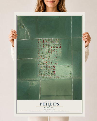Map of Phillips, Nebraska, 24 x 36 inch unframed archival matte print