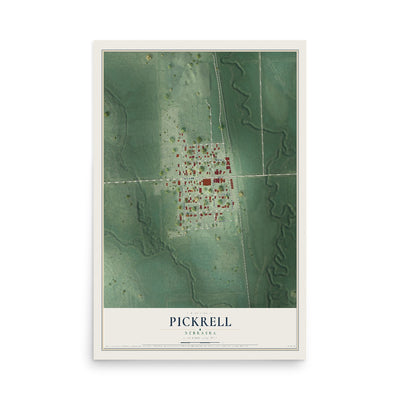 Map of Pickrell, Nebraska, 12 x 18 inch unframed archival matte print