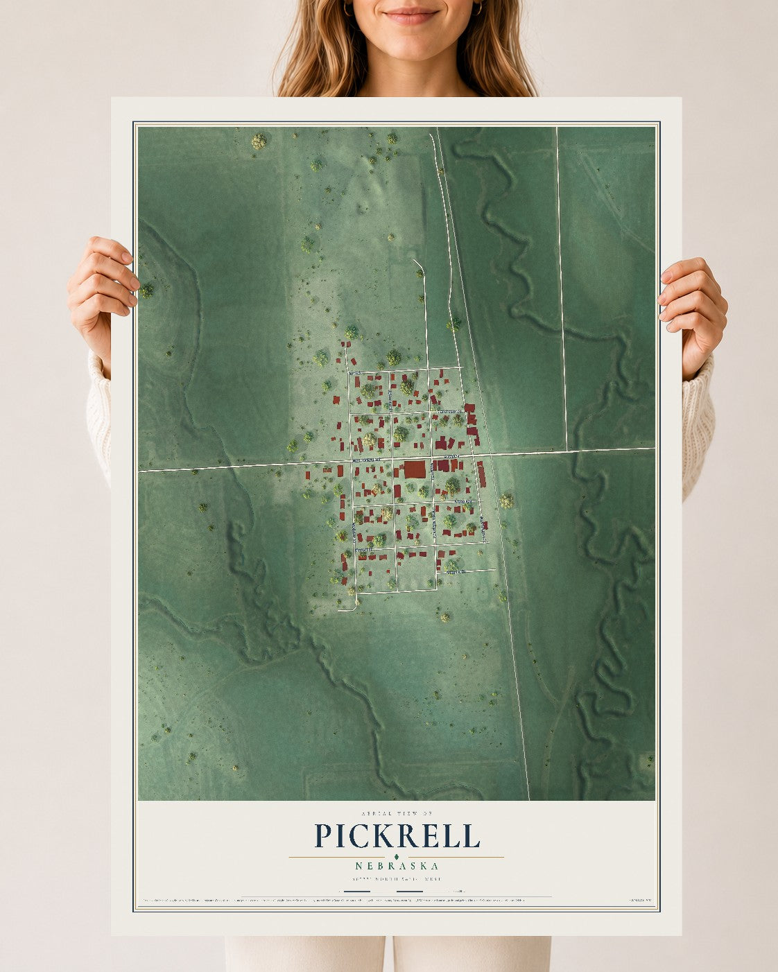 Map of Pickrell, Nebraska, 24 x 36 inch unframed archival matte print