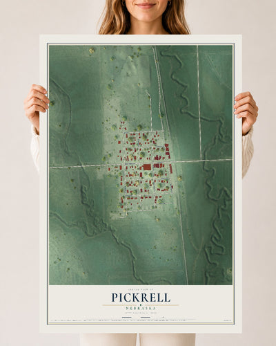 Map of Pickrell, Nebraska, 24 x 36 inch unframed archival matte print