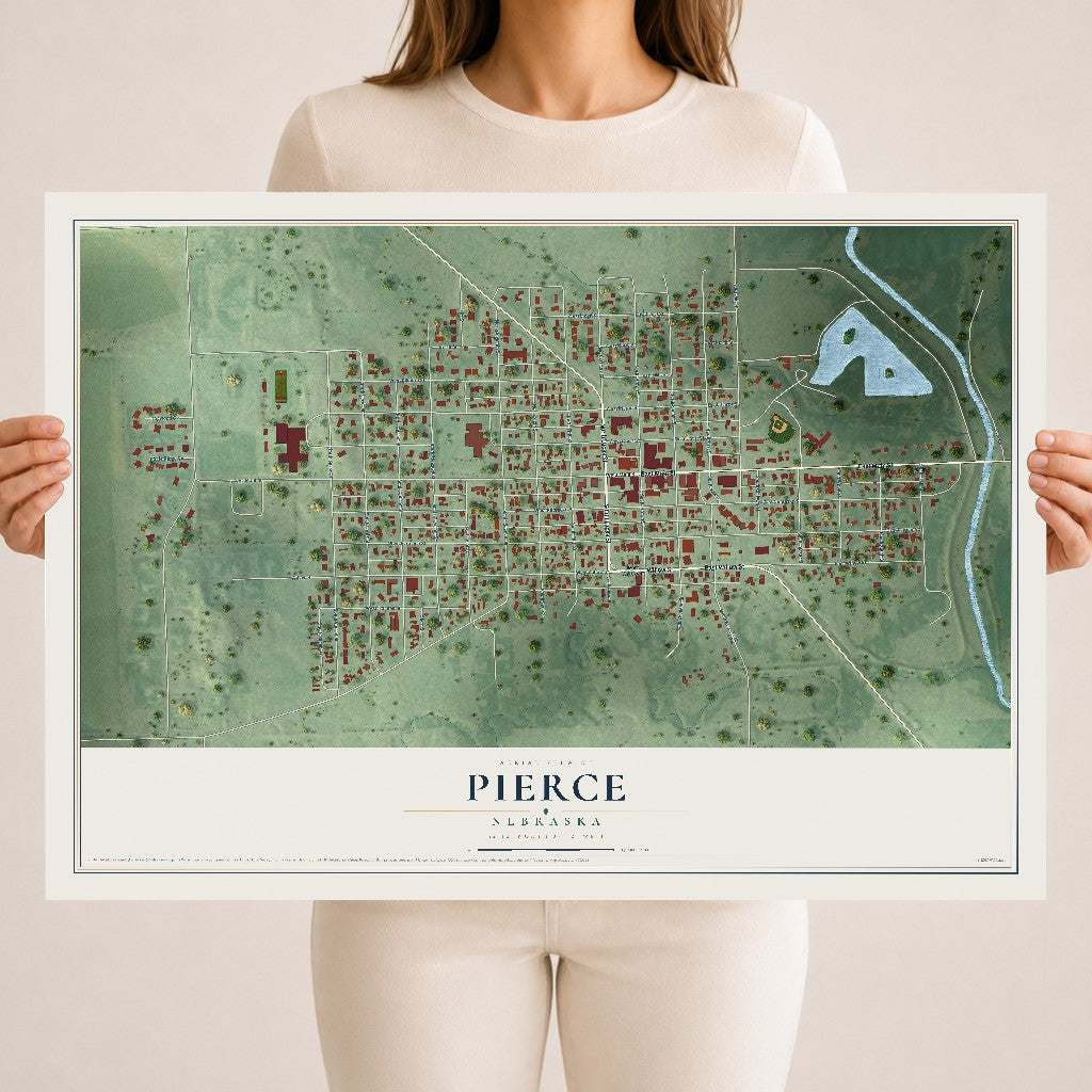 Map of Pierce, Nebraska, 18 x 24 inch unframed archival matte print