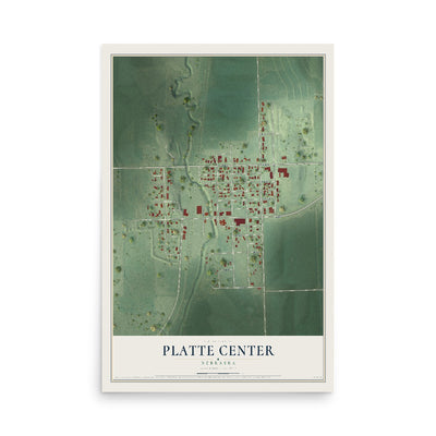Map of Platte Center, Nebraska, 12 x 18 inch unframed archival matte print