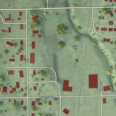 Second close-up of the map of Platte Center, Nebraska print showing more streets and buildings