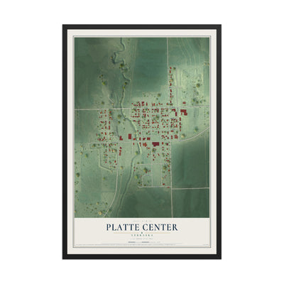 Map of Platte Center, Nebraska, 12 x 18 inch print in a black wood frame