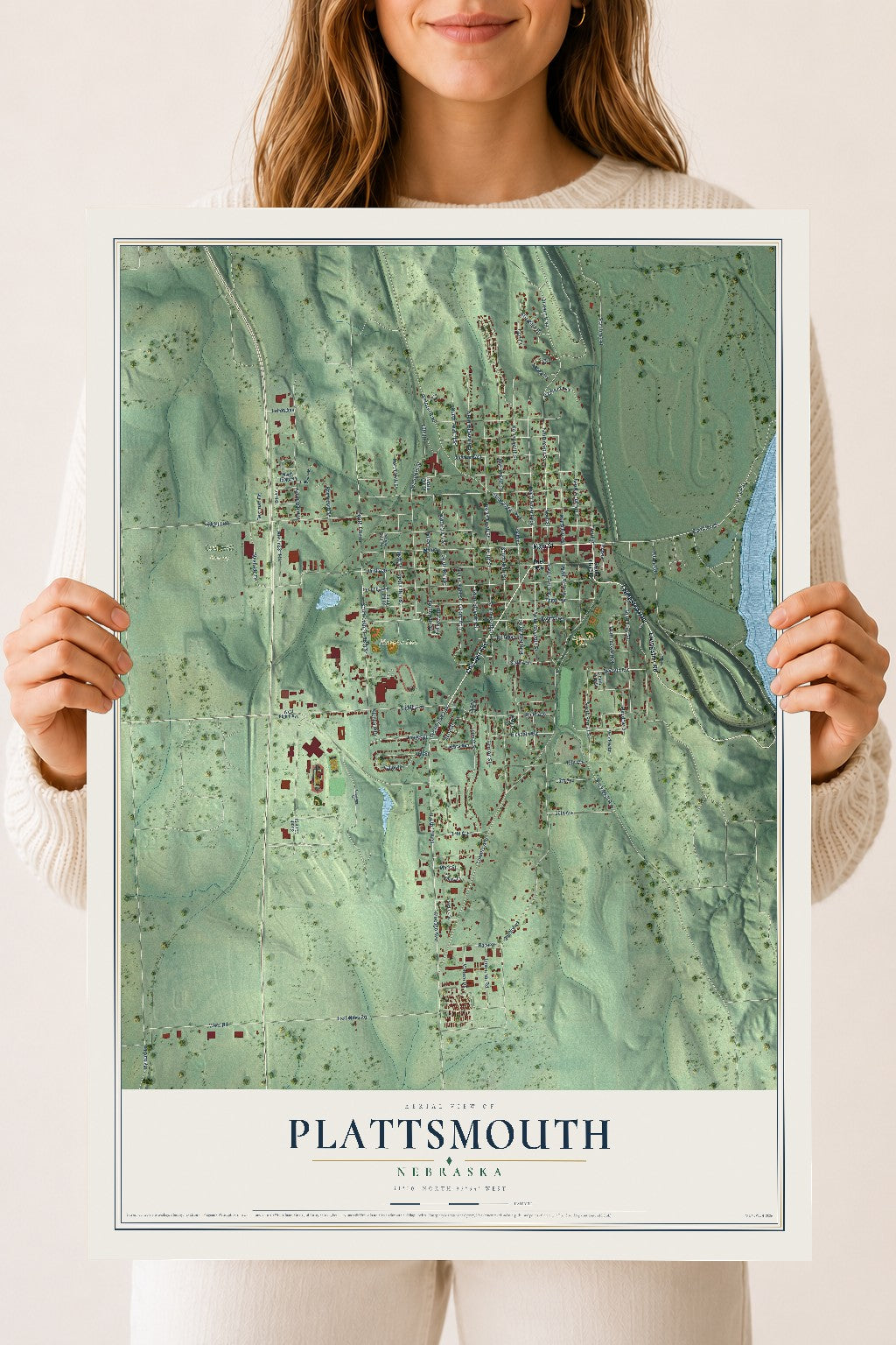 Map of Plattsmouth, Nebraska, 18 x 24 inch unframed archival matte print