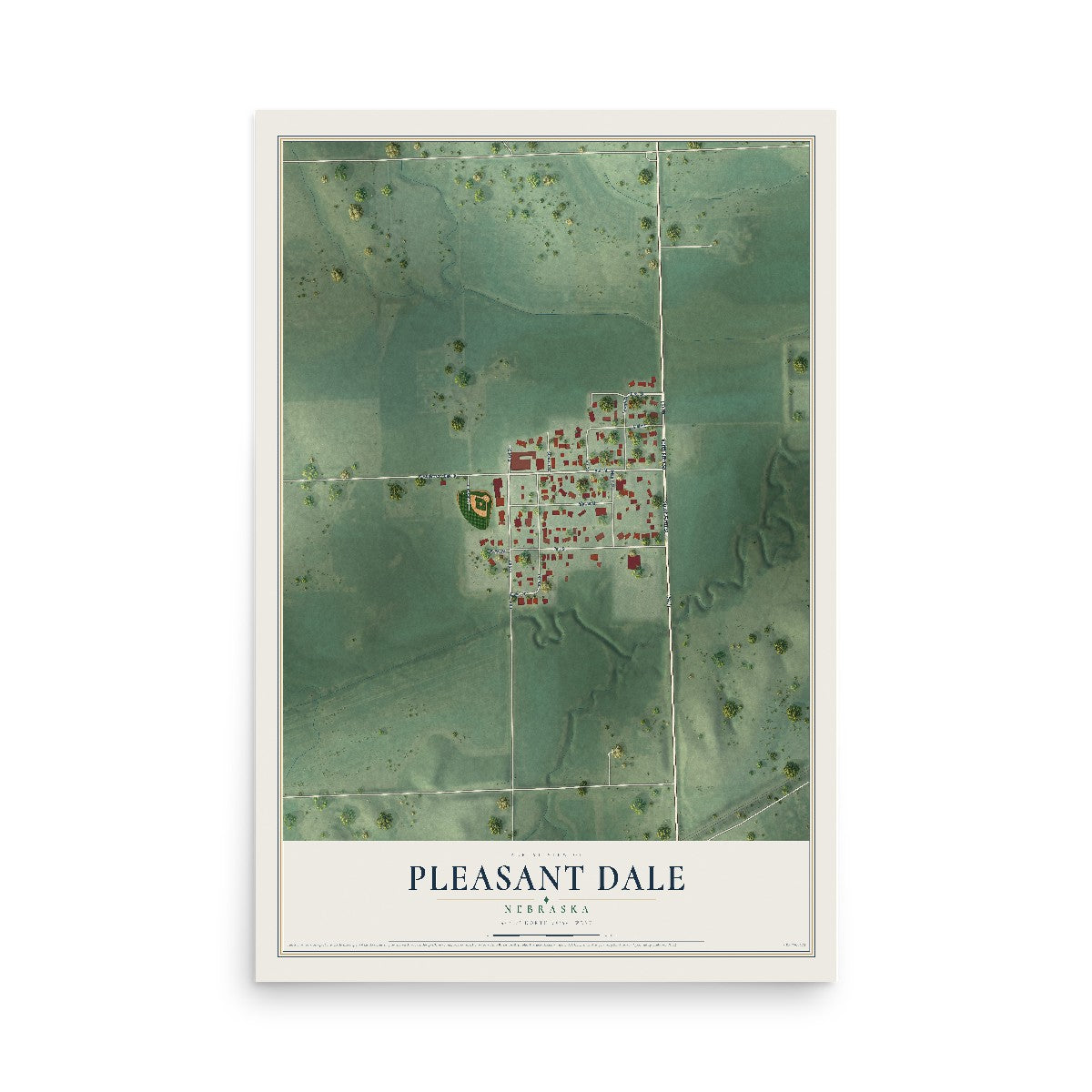 Map of Pleasant Dale, Nebraska, 12 x 18 inch unframed archival matte print