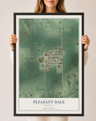 Map of Pleasant Dale, Nebraska, 24 x 36 inch print in a black wood frame