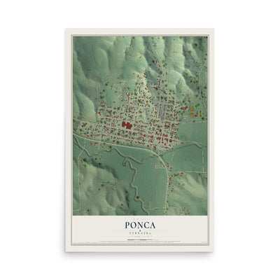 Map of Ponca, Nebraska, 12 x 18 inch unframed archival matte print