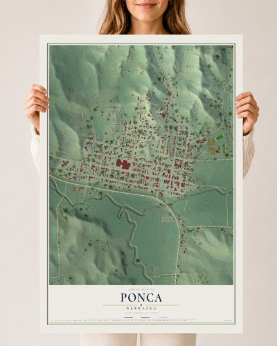Map of Ponca, Nebraska, 24 x 36 inch unframed archival matte print