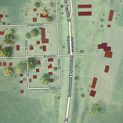 Close-up of the map of Princeton, Nebraska print showing street and building detail