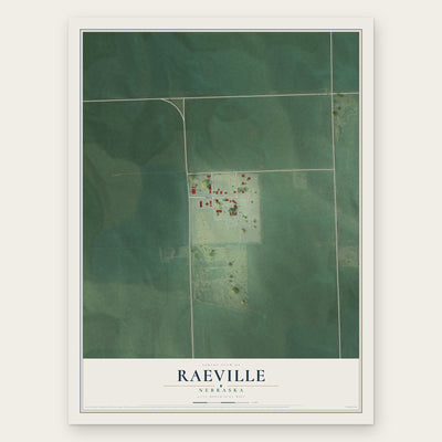 Raeville, Nebraska map print, the full design