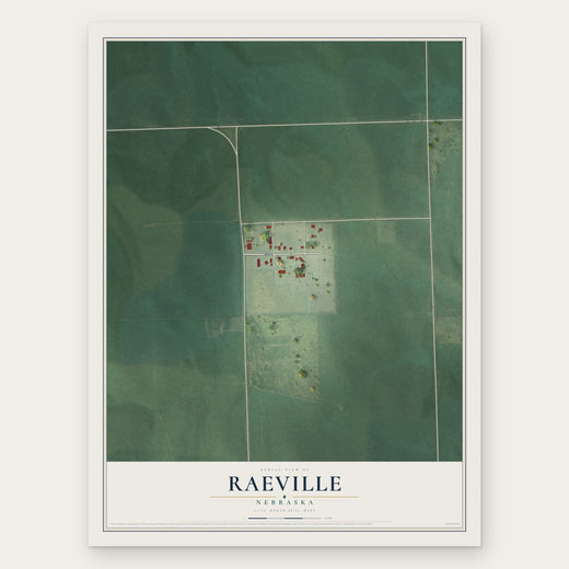 Raeville, Nebraska map print, the full design