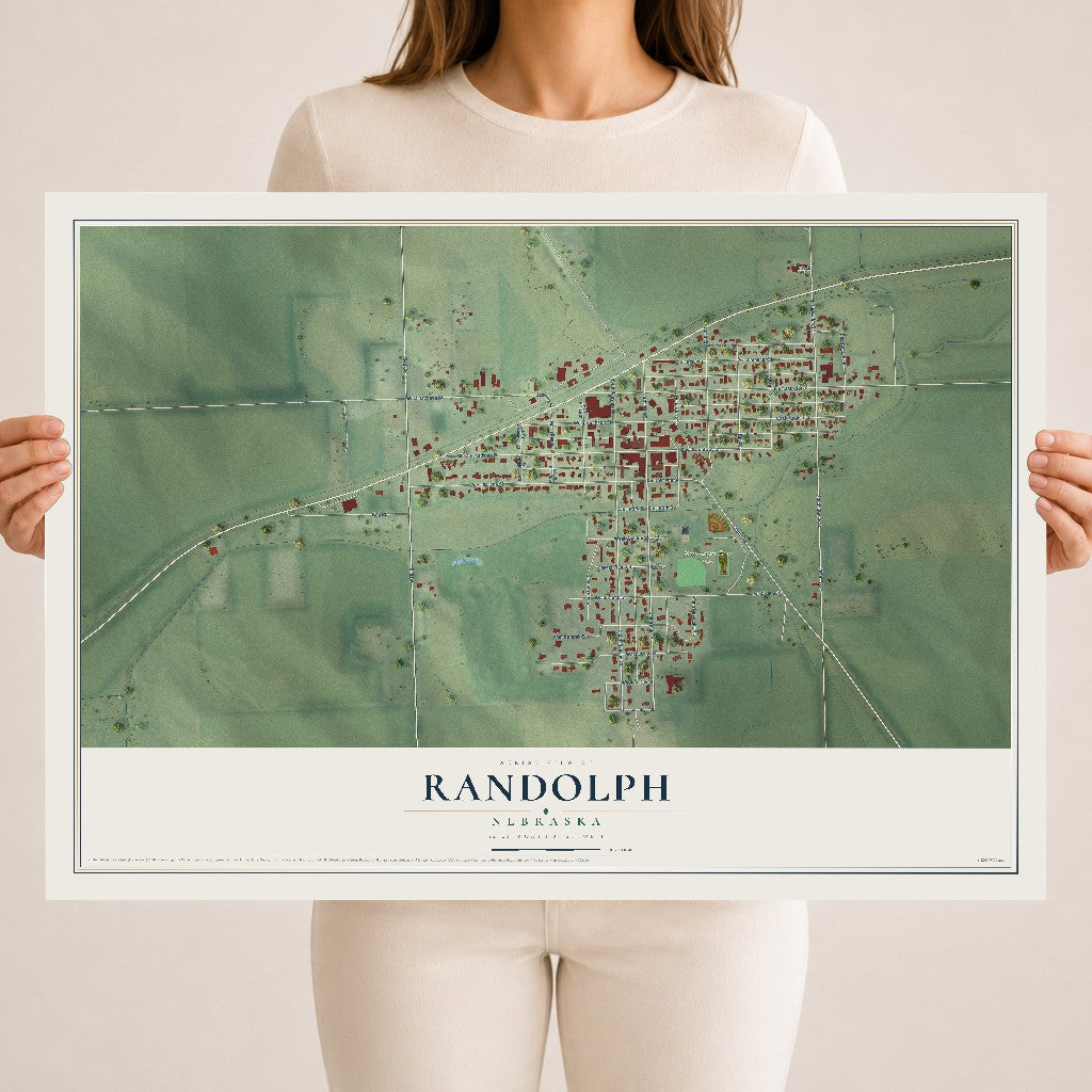 Map of Randolph, Nebraska, 18 x 24 inch unframed archival matte print