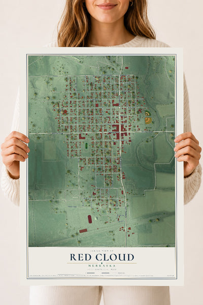 Map of Red Cloud, Nebraska, 18 x 24 inch unframed archival matte print