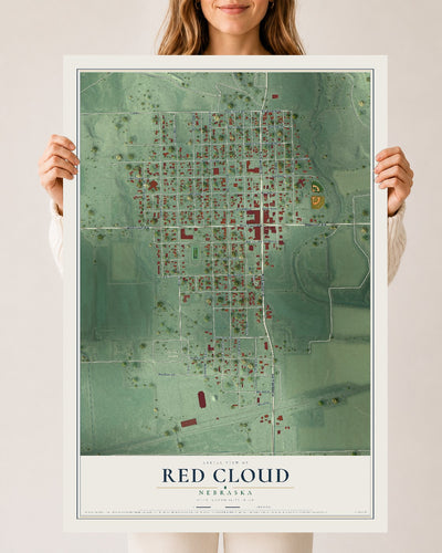 Map of Red Cloud, Nebraska, 24 x 36 inch unframed archival matte print
