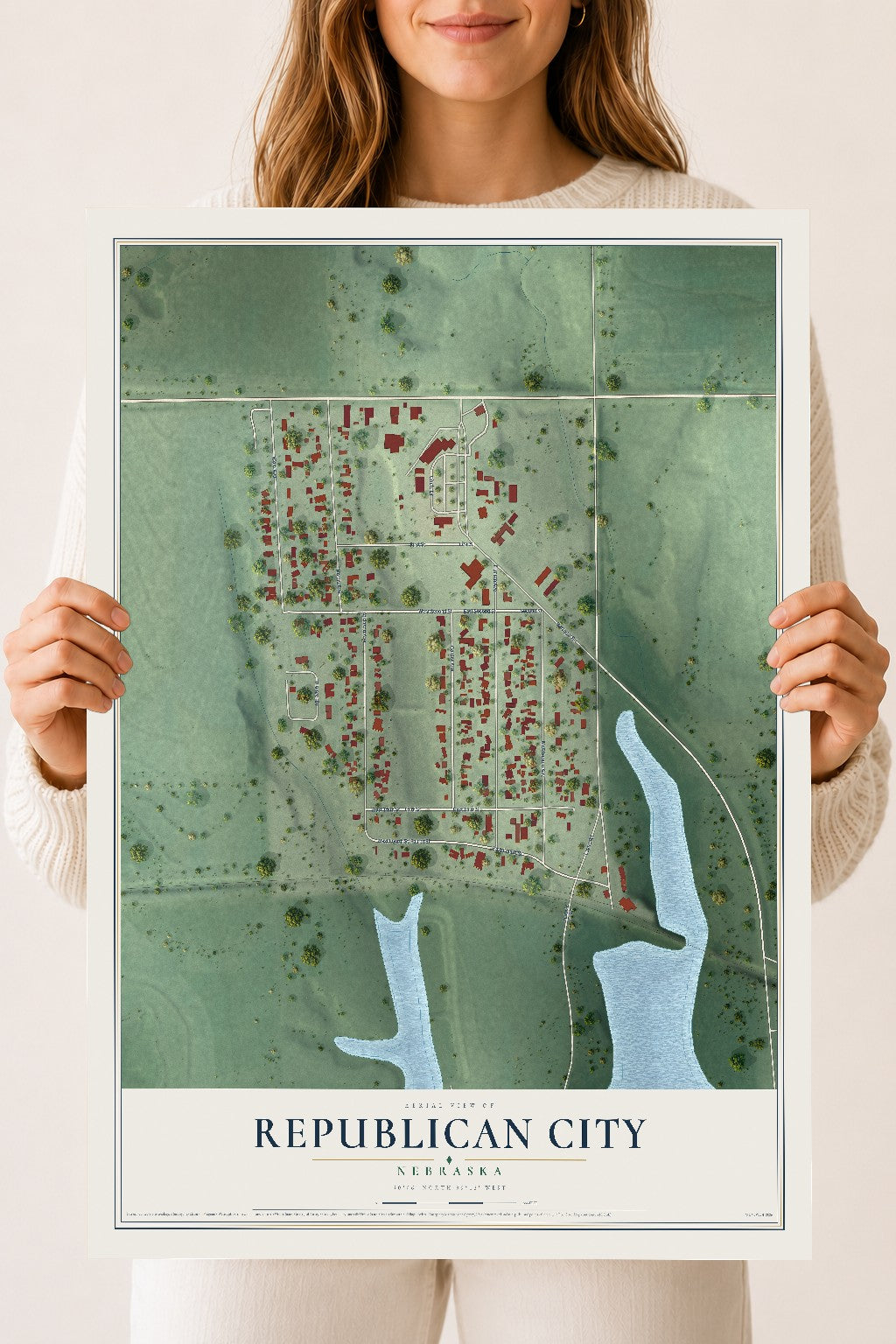 Map of Republican City, Nebraska, 18 x 24 inch unframed archival matte print