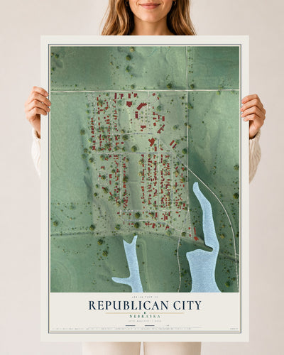 Map of Republican City, Nebraska, 24 x 36 inch unframed archival matte print