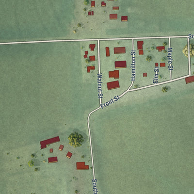 Close-up of the map of Richfield, Nebraska print showing street and building detail