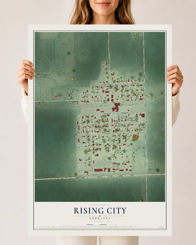 Map of Rising City, Nebraska, 24 x 36 inch unframed archival matte print