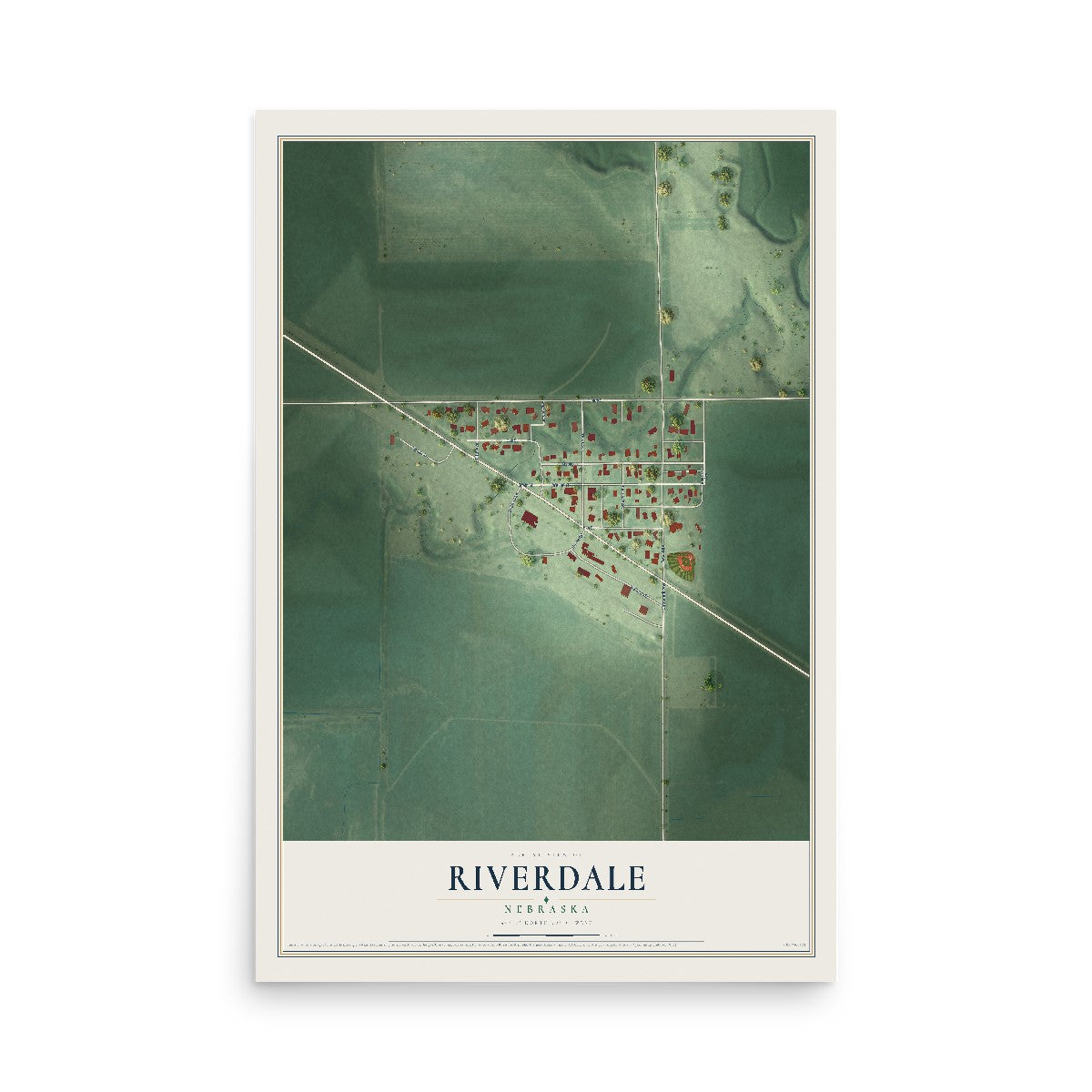 Map of Riverdale, Nebraska, 12 x 18 inch unframed archival matte print