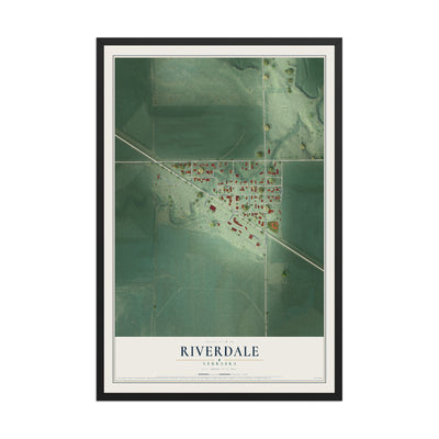 Map of Riverdale, Nebraska, 12 x 18 inch print in a black wood frame