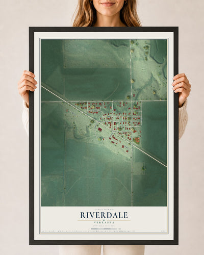 Map of Riverdale, Nebraska, 24 x 36 inch print in a black wood frame
