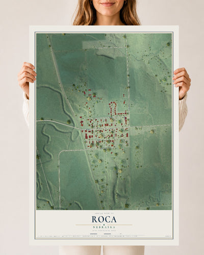 Map of Roca, Nebraska, 24 x 36 inch unframed archival matte print
