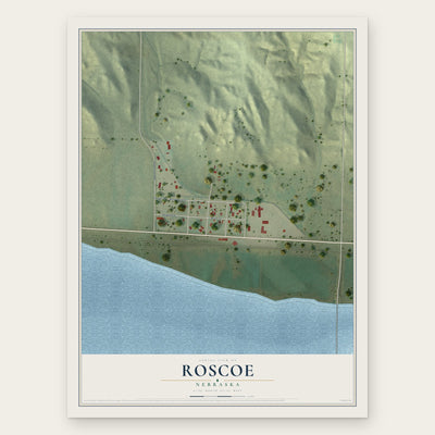 Roscoe, Nebraska map print, the full design