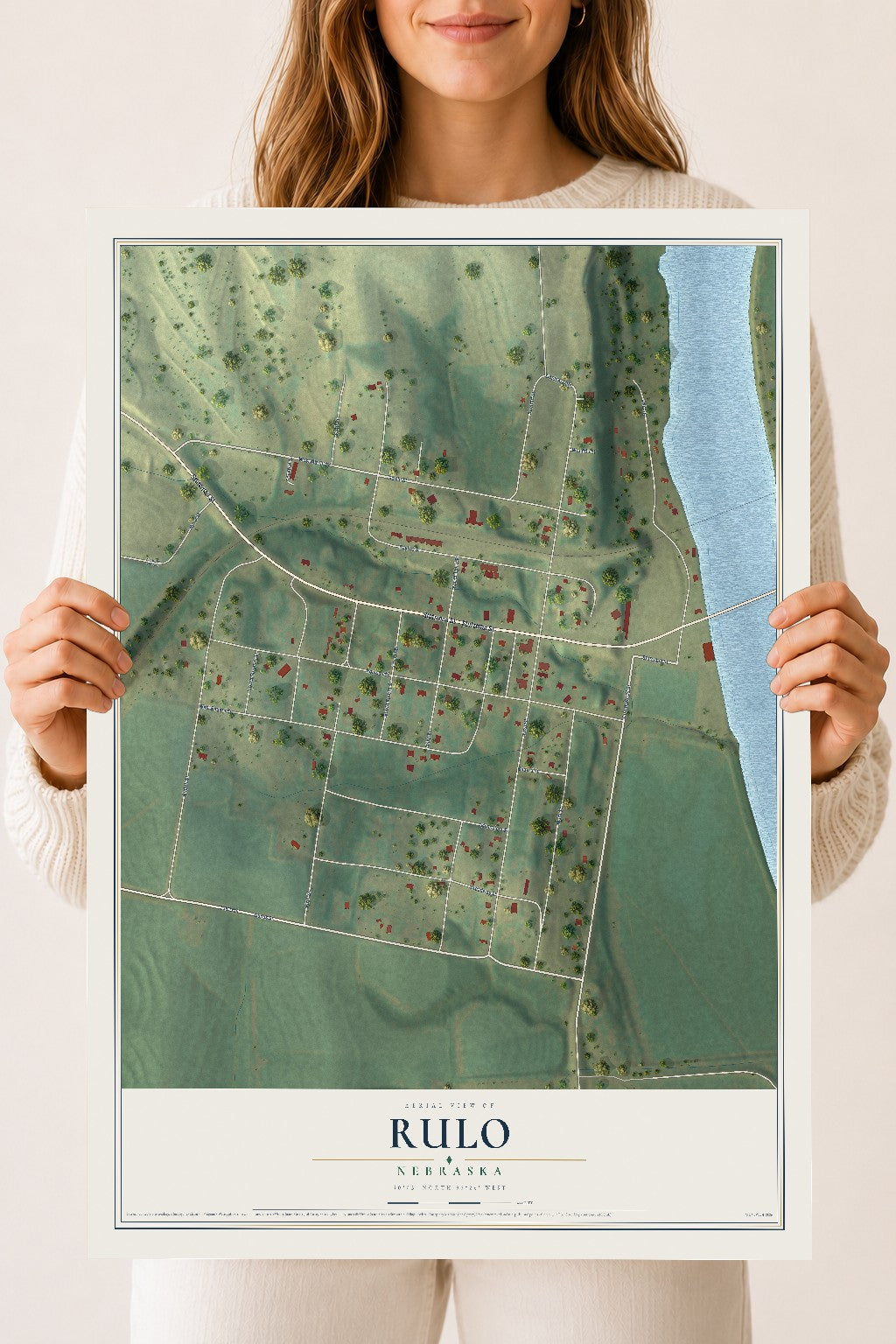 Map of Rulo, Nebraska, 18 x 24 inch unframed archival matte print