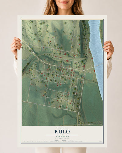 Map of Rulo, Nebraska, 24 x 36 inch unframed archival matte print