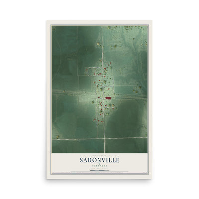Map of Saronville, Nebraska, 12 x 18 inch unframed archival matte print