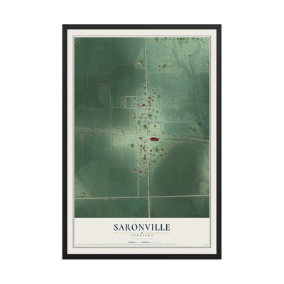 Map of Saronville, Nebraska, 12 x 18 inch print in a black wood frame