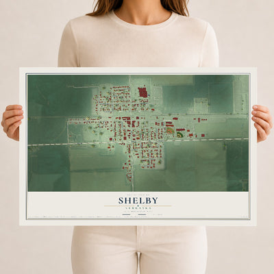 Map of Shelby, Nebraska, 12 x 18 inch unframed archival matte print