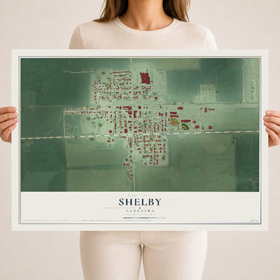 Map of Shelby, Nebraska, 18 x 24 inch unframed archival matte print