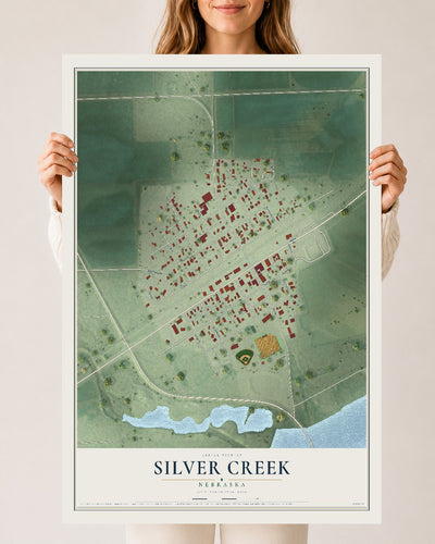 Map of Silver Creek, Nebraska, 24 x 36 inch unframed archival matte print